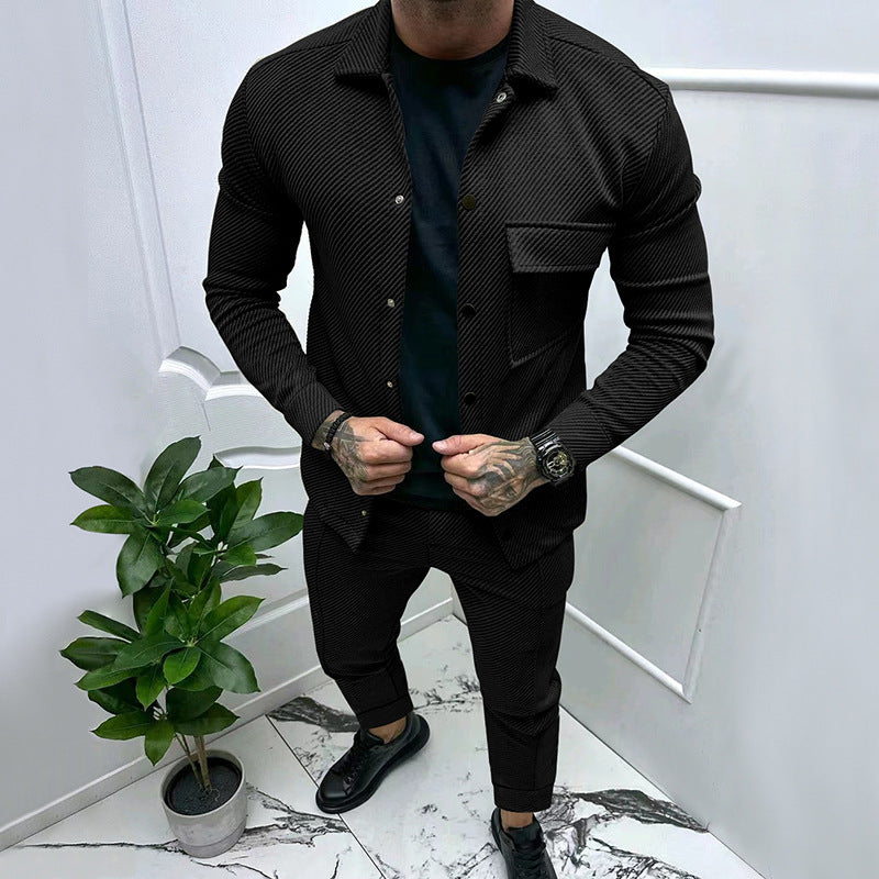 Fashionable casual set for men with a textured top and elastic pants Lune London