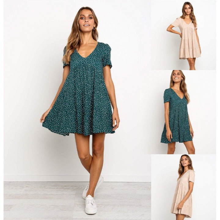 Robe en coton à manches courtes etjouable pour femme avec jupe volumineuse Chic & Stil