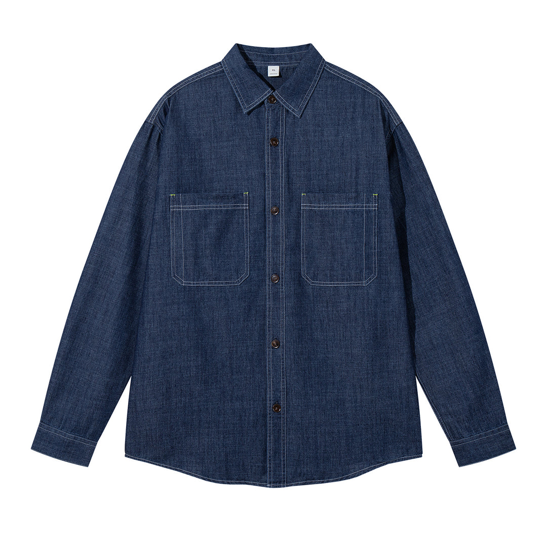 Casual chambray shirt for men with two chest pockets and button details Lune London