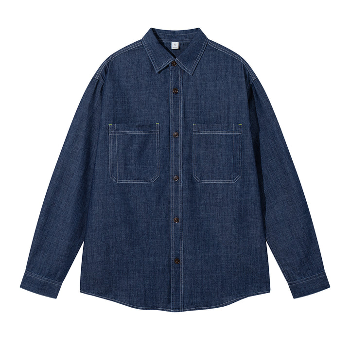 Casual chambray shirt for men with two chest pockets and button details Lune London