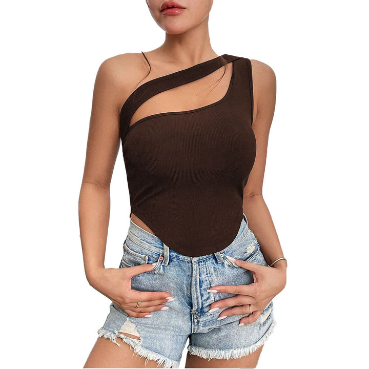 Asymmetrical body for women with thin spaghetti straps and elastic fabric Chic & Stil