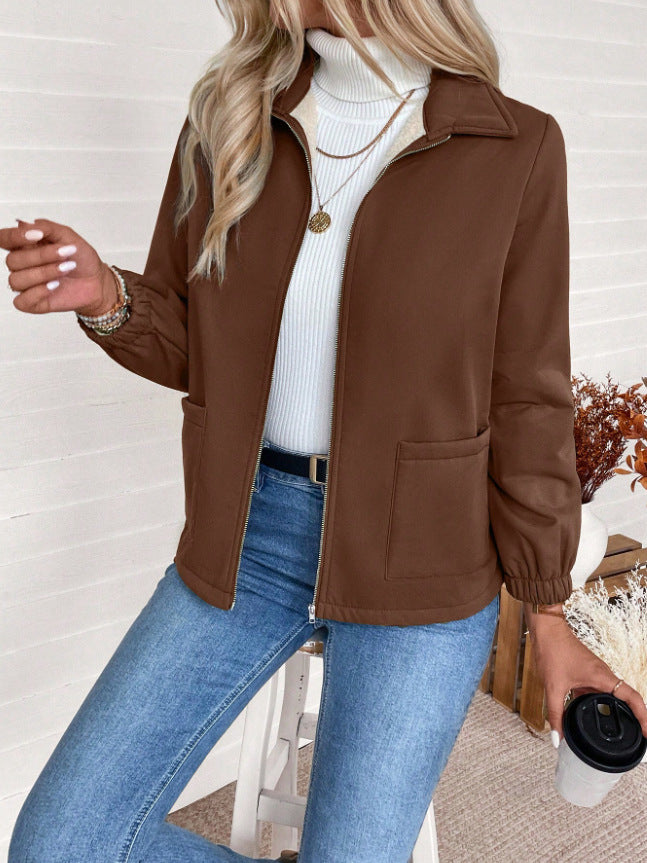 Casual zip-up jacket for women with practical side pockets and elastic cuffs Lune London