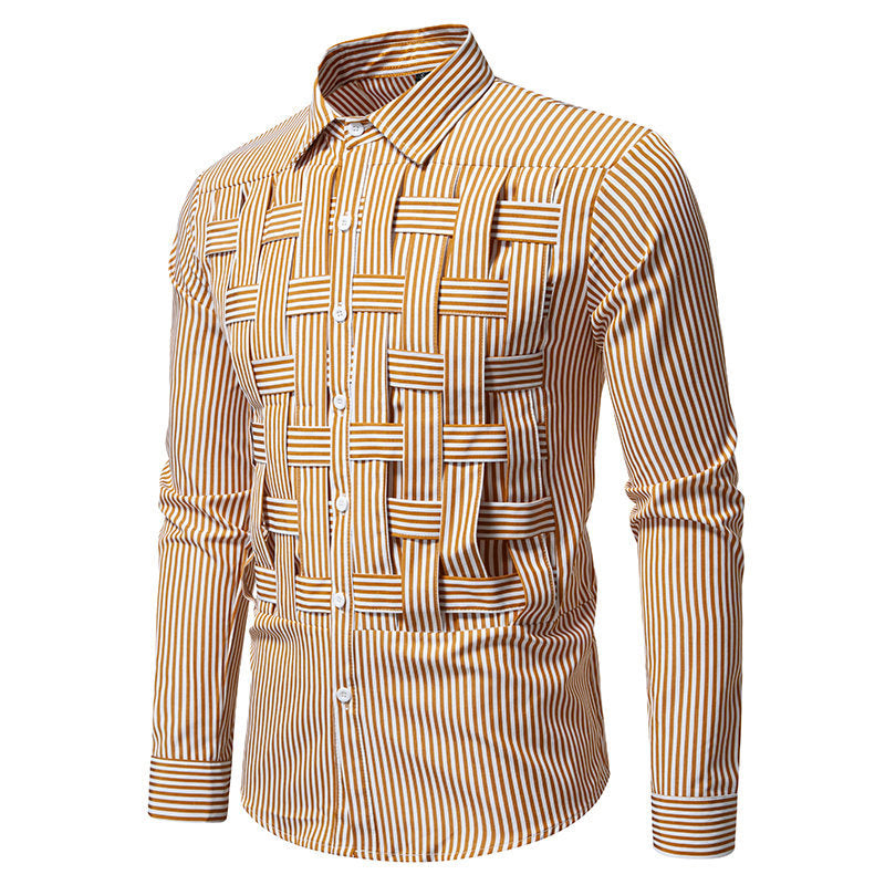 Men's long-sleeve shirt with a modern striped pattern and innovative structure Lune London
