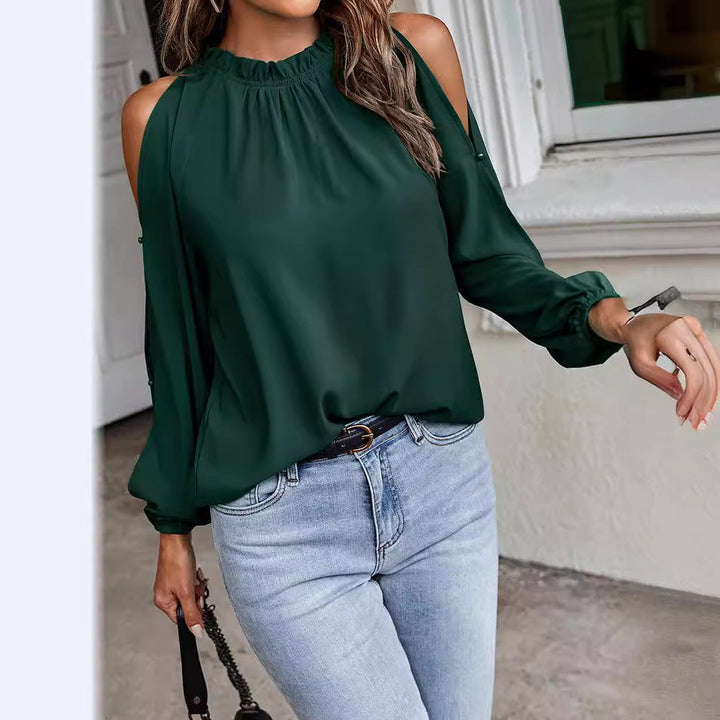 Women’S Blouse with Cool Shoulder Details and Elastic Sleeves Lune London