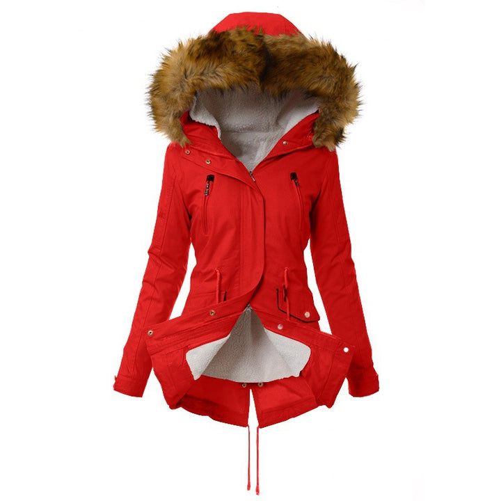 Ladies winter parka with removable faux fur collar Lune London
