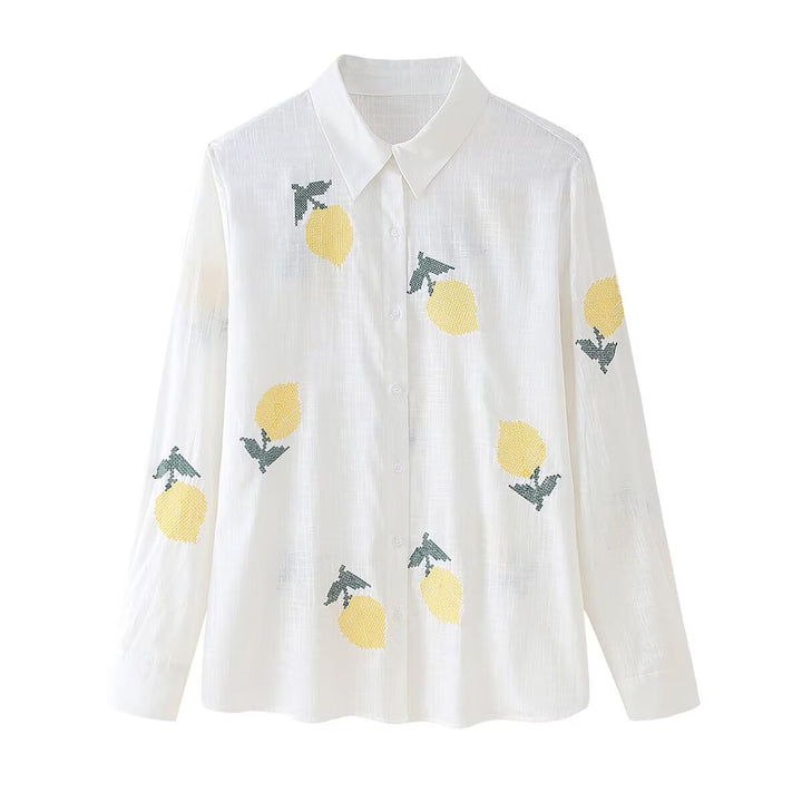 Women's shirt with a cheerful lemon pattern Chic and Style