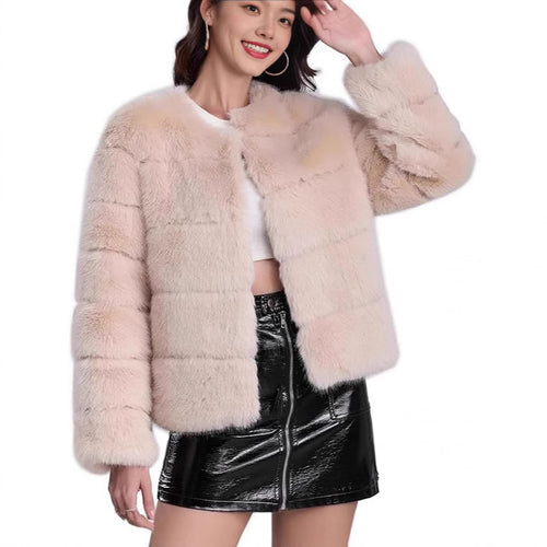 Faux fur jacket for women with structured cut and voluminous sleeves Lune London