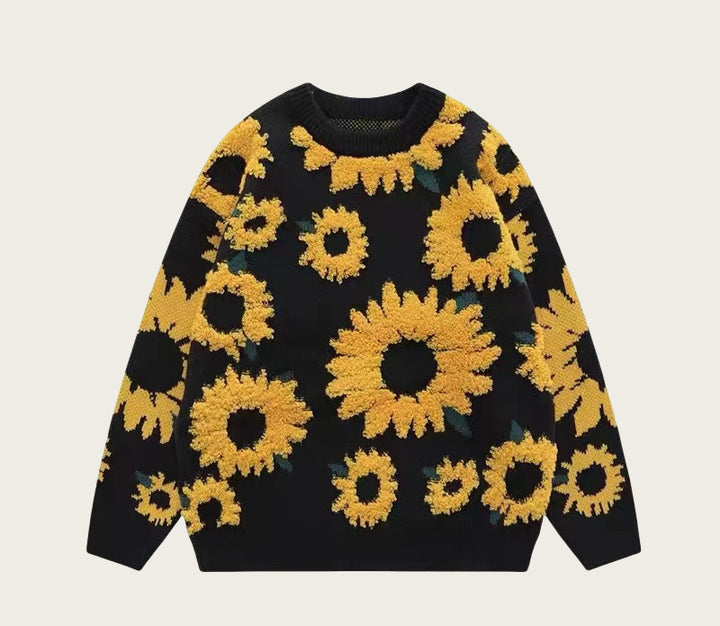 Thick knit pullover for ladies with floral appliqués Lune London
