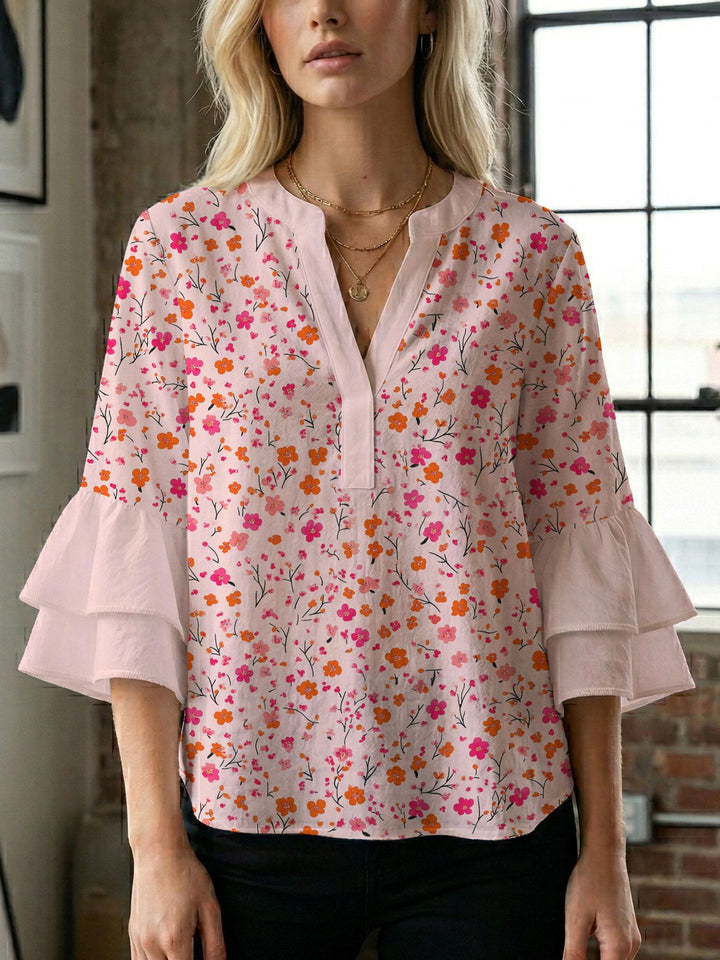 Women's blouse shirt with voluminous sleeves and creative print design Lune London