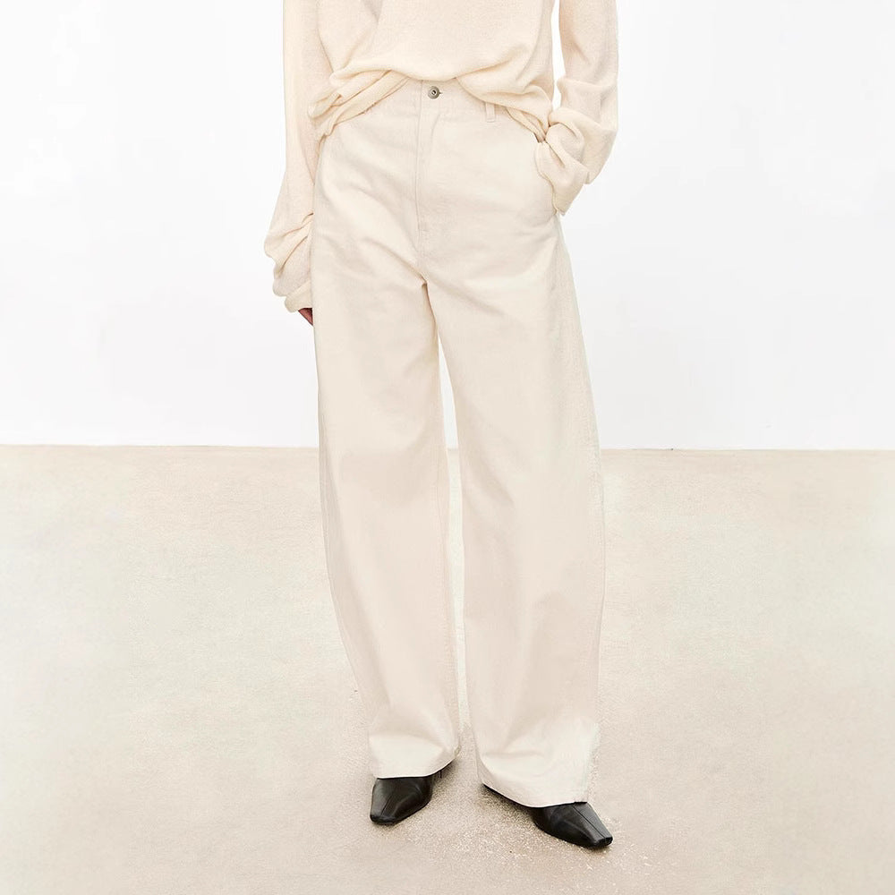 Pantalons en denim larges pour femmes à taille haute et coupe confortable Chic & Stil