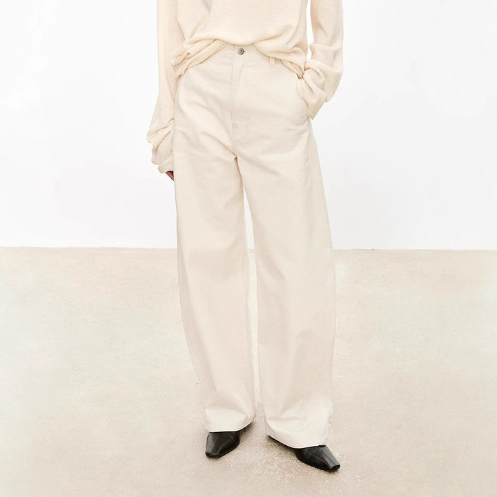Pantalons en denim larges pour femmes à taille haute et coupe confortable Chic & Stil
