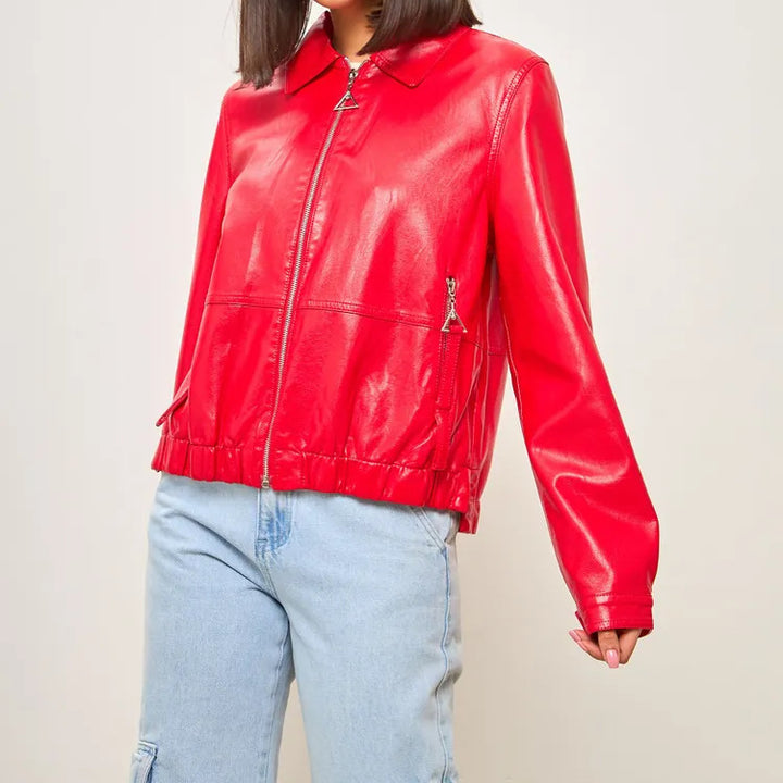 Trendy women's bomber jacket in vegan leather Lune London
