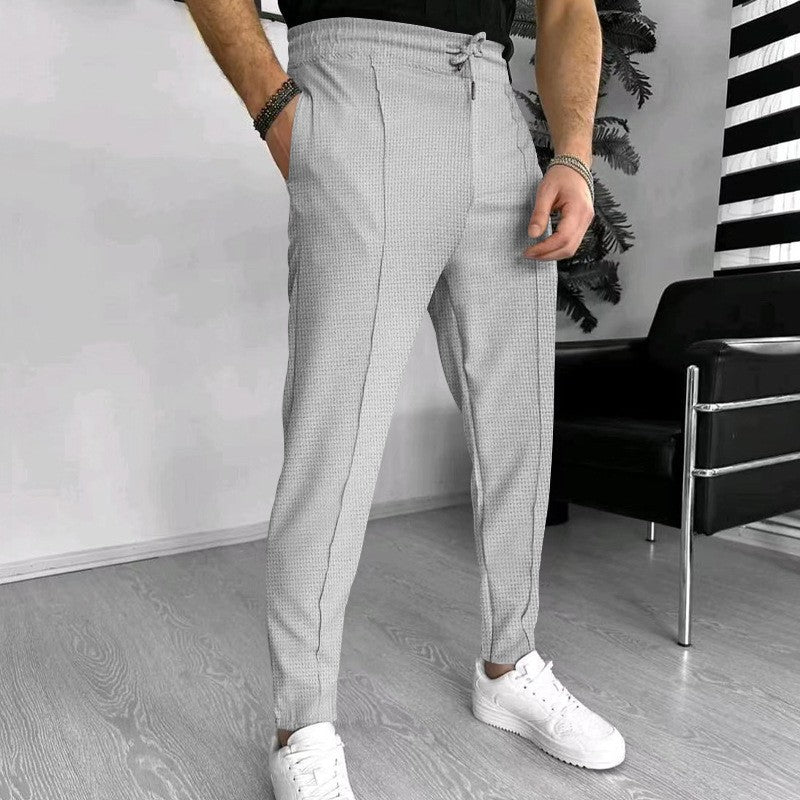 Luxury men's pants with elastic drawstring and textured design Lune London