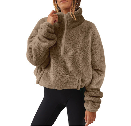 Ladies casual fleece pullover with high collar Lune London