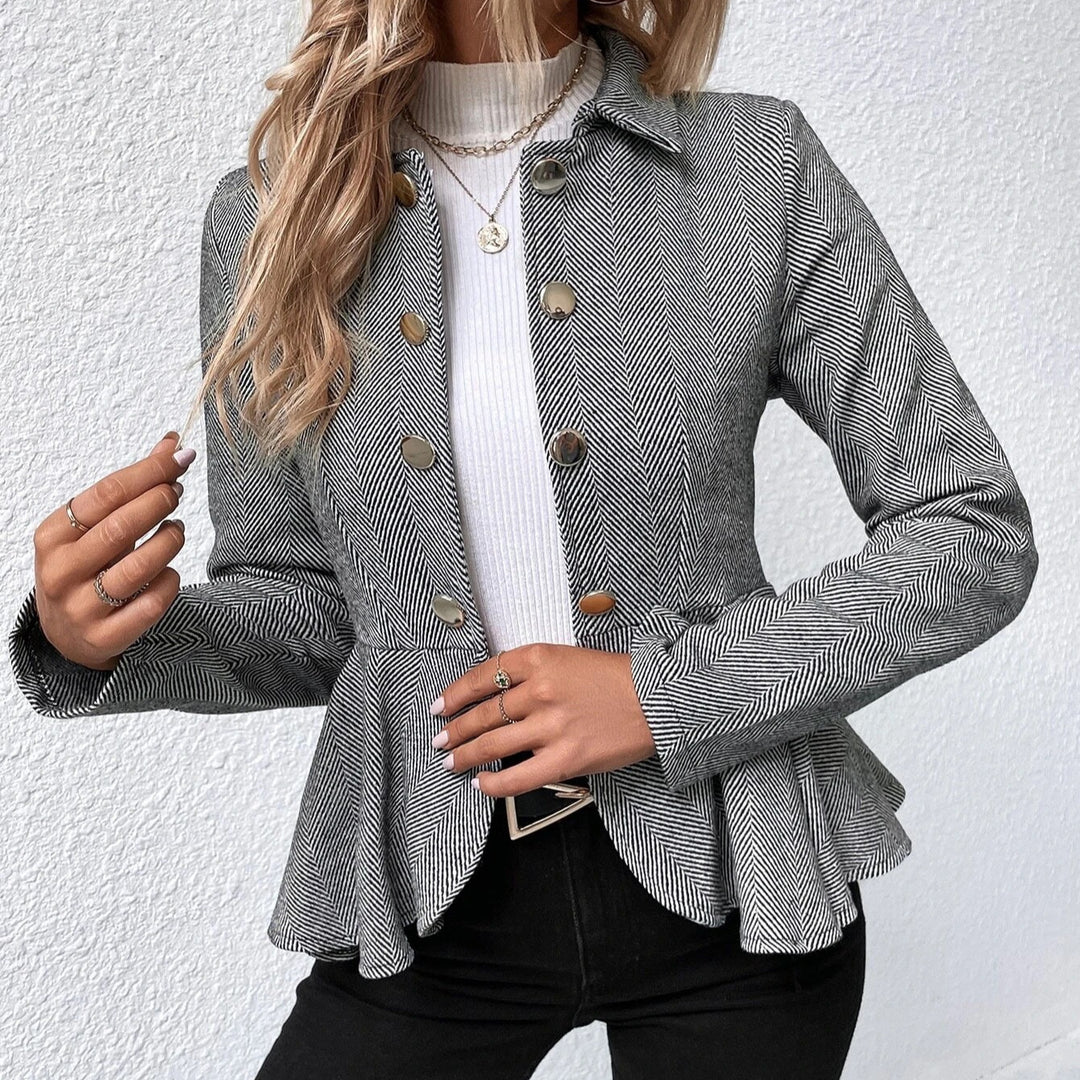 Chic fitted blazer jacket for women with asymmetrical hem and button details Lune London