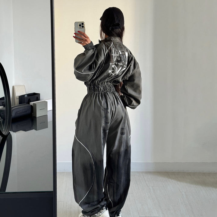 Women's sporty jumpsuit with wide legs and elastic waistband Lune London