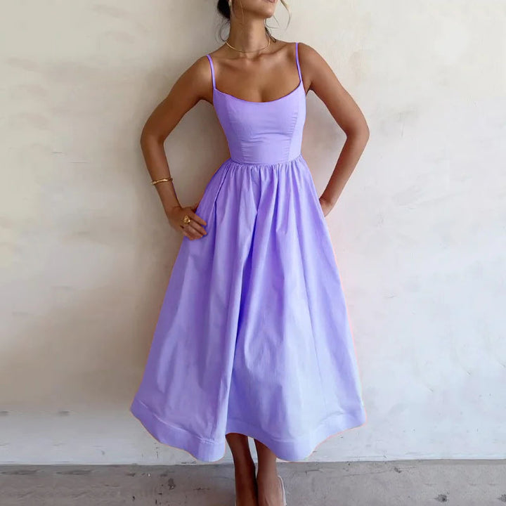 Airy maxi dress for women with thin straps and an elastic waistband Lune London