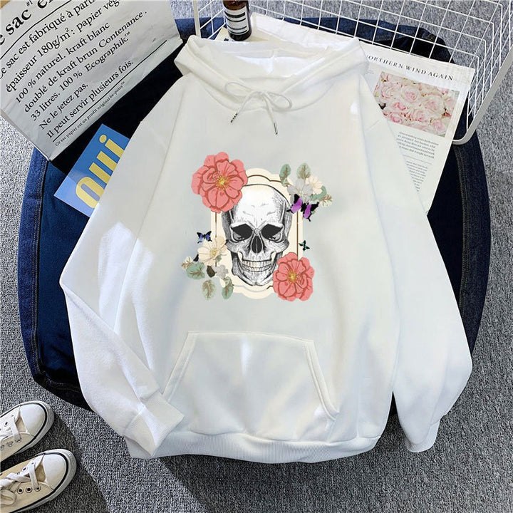 Women's hoodie with detailed skull design and floral print Chic & Stil