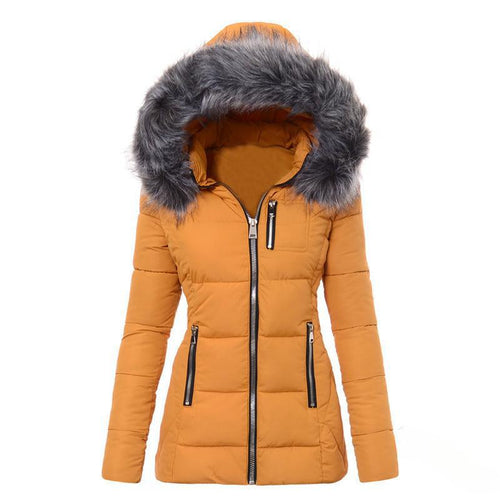 Women’S Winter Jacket with Removable Faux Fur Collar Lune London