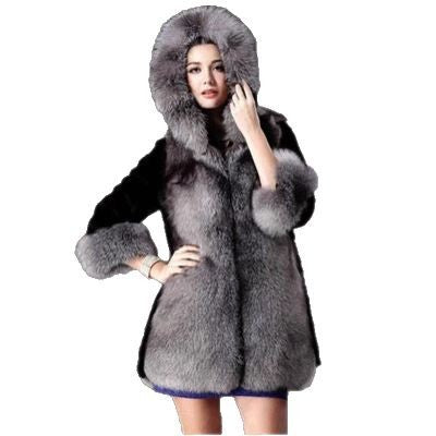 Ladies faux fur parka elegant and warm with hood Lune London