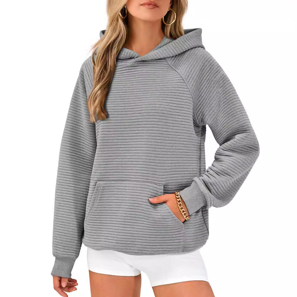 Cozy honeycomb sweater for women with hood and kangaroo pocket Lune London
