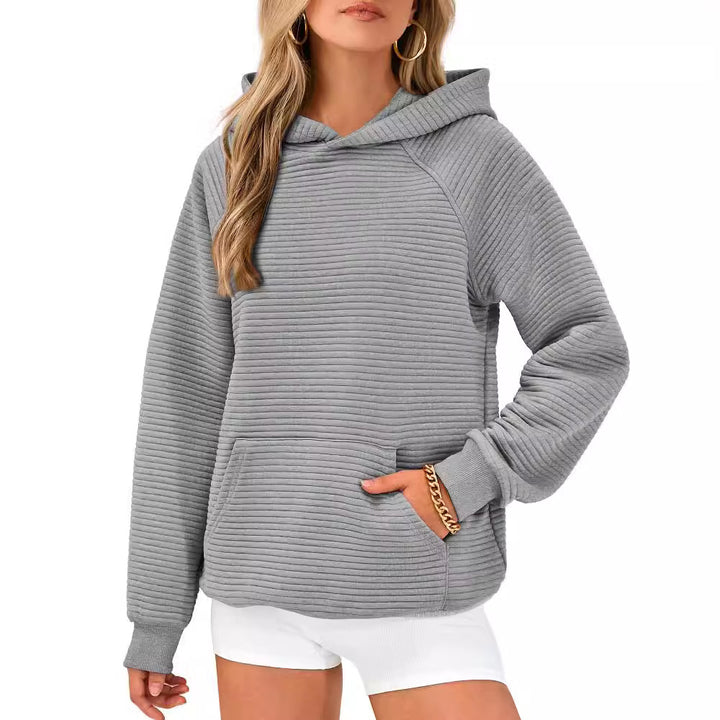 Cozy honeycomb sweater for women with hood and kangaroo pocket Lune London