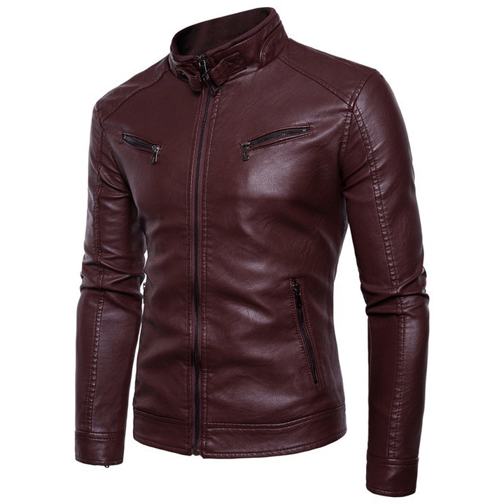 Lune London stylish motorcycle jacket for men in faux leather with high collar