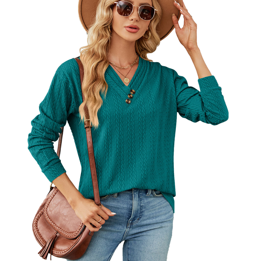 Woman V-neck trendy pull top with structure Lune London