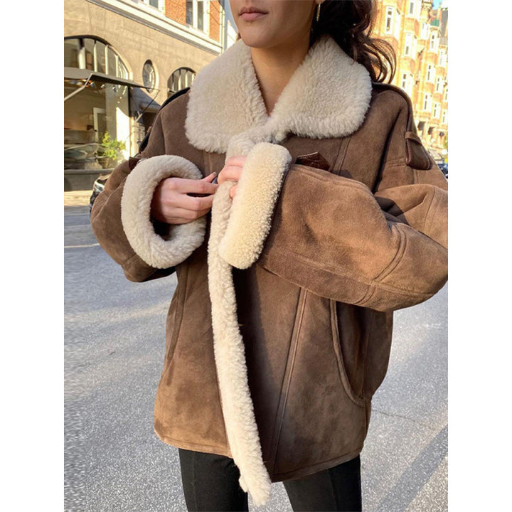 Oversized chic and stylish ladies' suede jacket