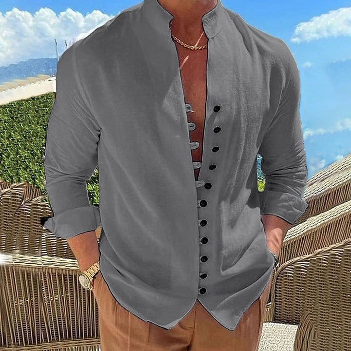 Trendy men's shirt with a slight structure and button placket Lune London