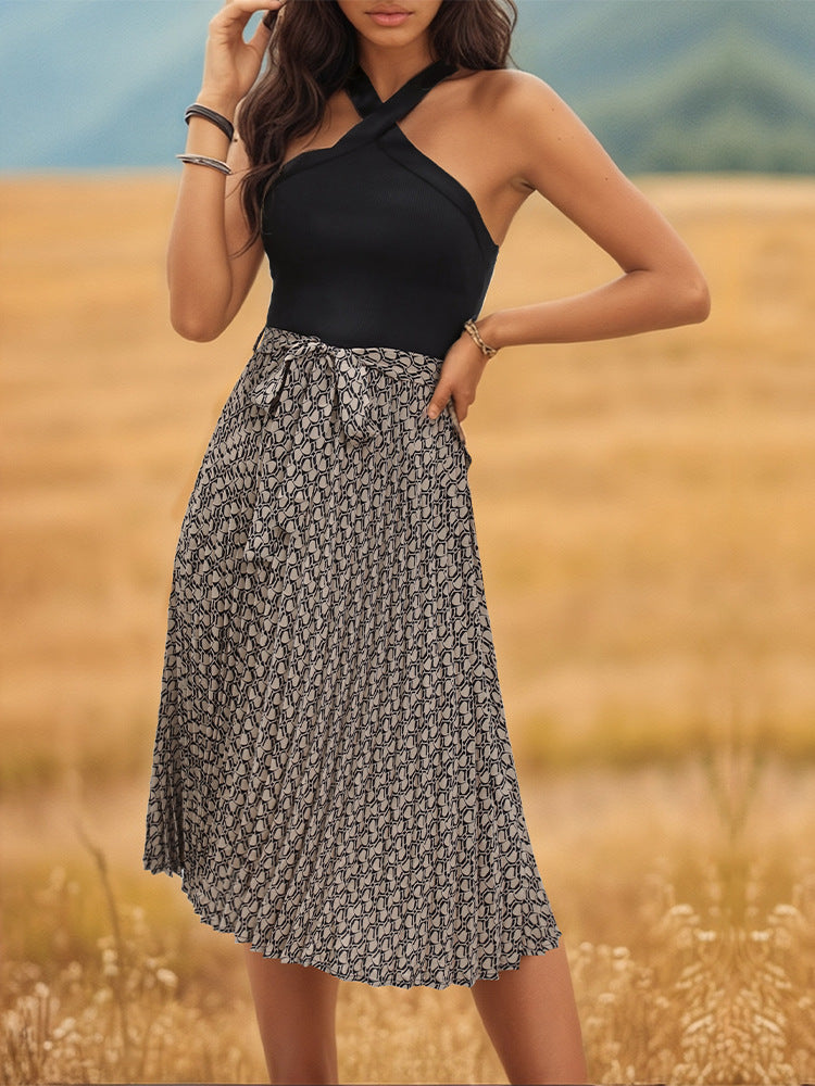 Backless dress for women with flowy midi skirt Lune London