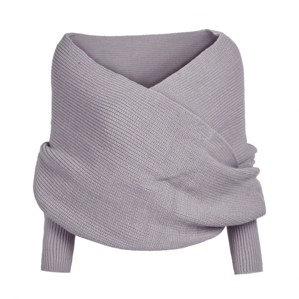 Knitted jacket for women with wrap design and long sleeves Lune London