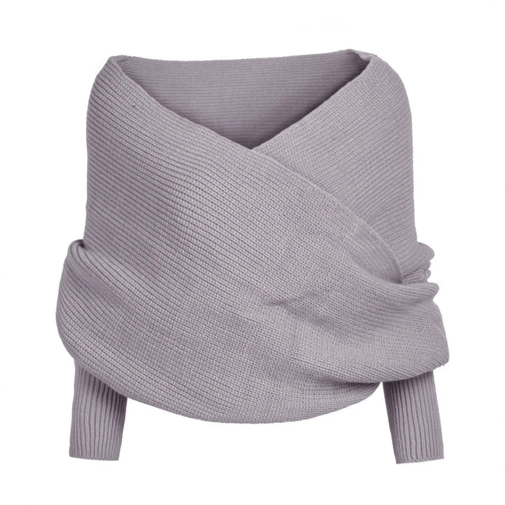 Knitted jacket for women with wrap design and long sleeves Lune London