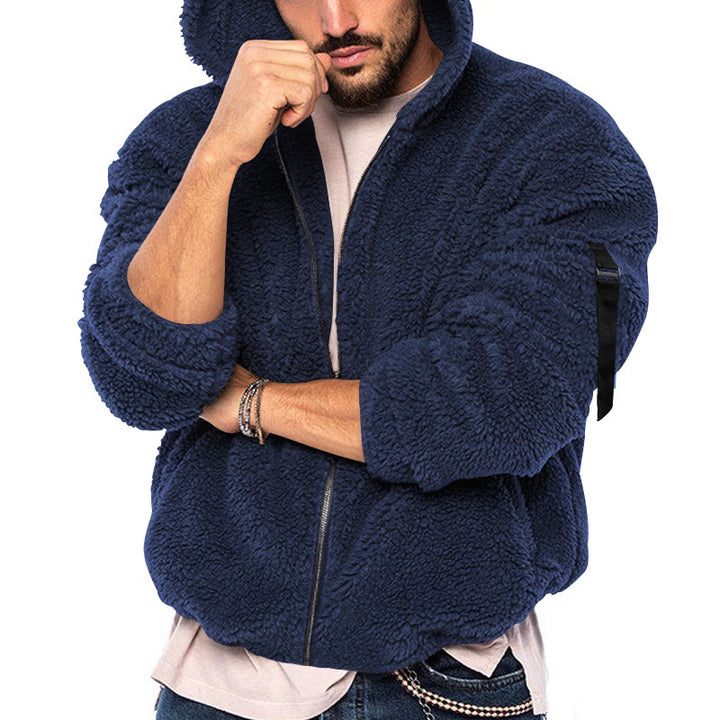 Comfortable hooded jacket for men in teddy fleece Lune London