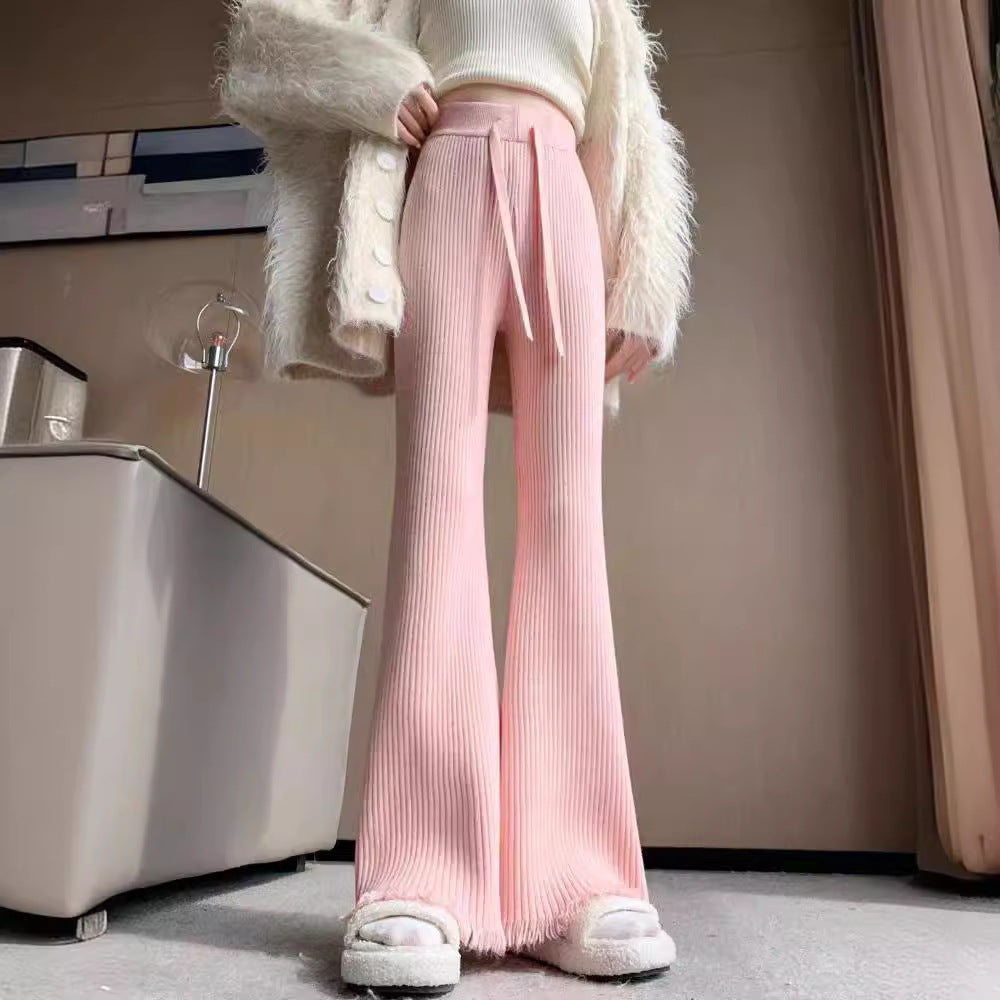 Comfortable ribbed knit pants for women with wide legs Lune London