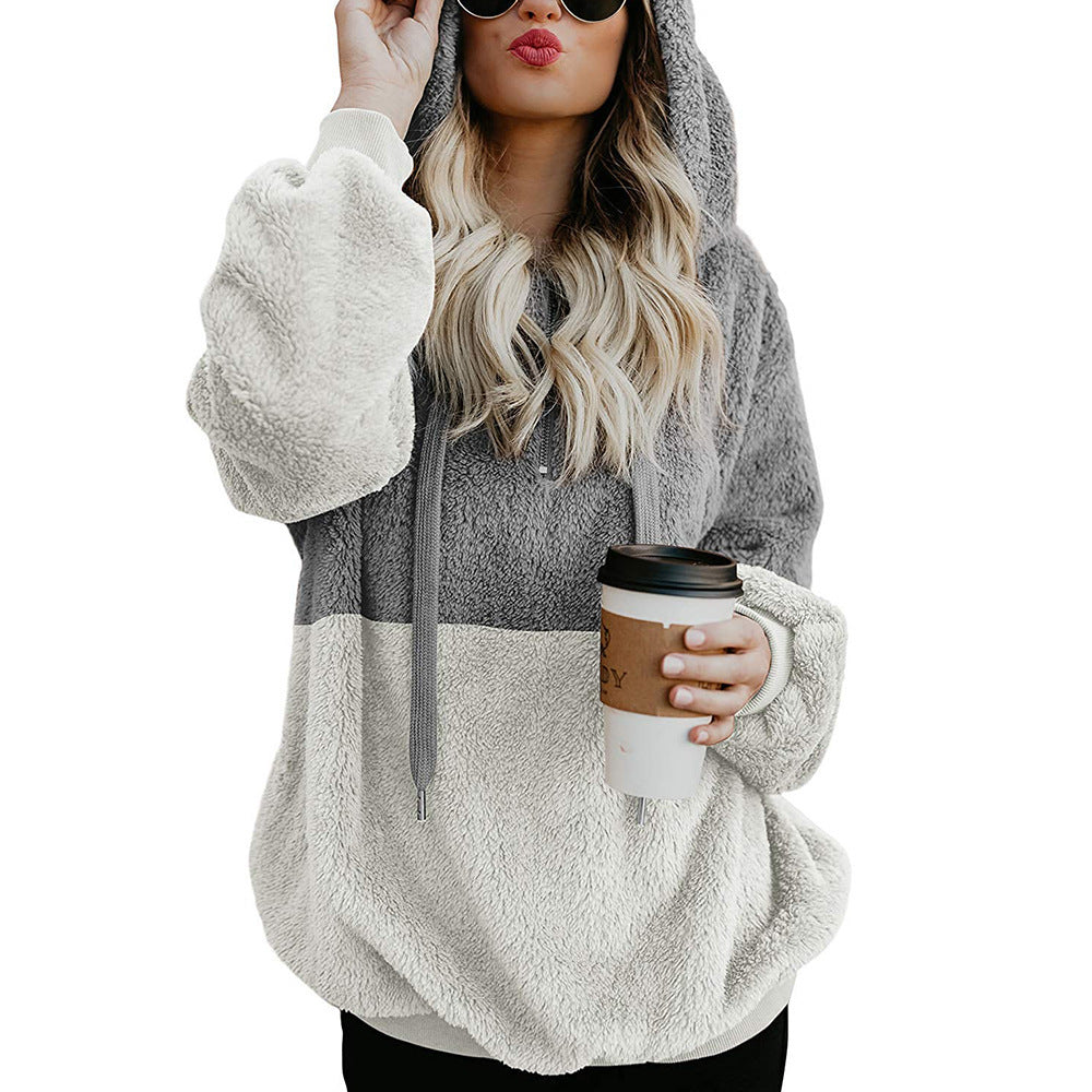 Ladies soft fleece hoodie with large pockets Lune London