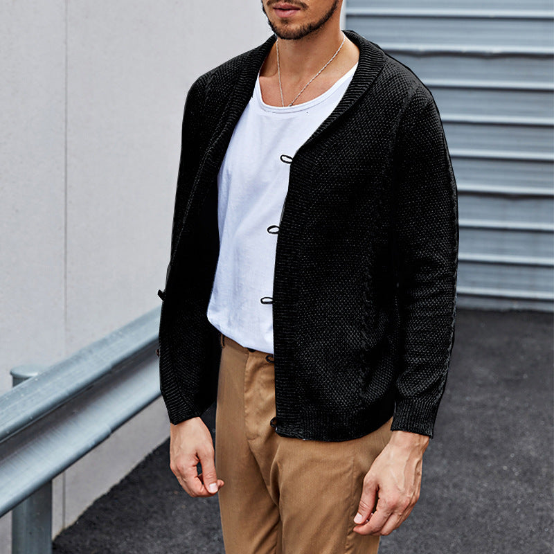 Casual knitted cardigan for men with a refined structure and an open fit Lune London