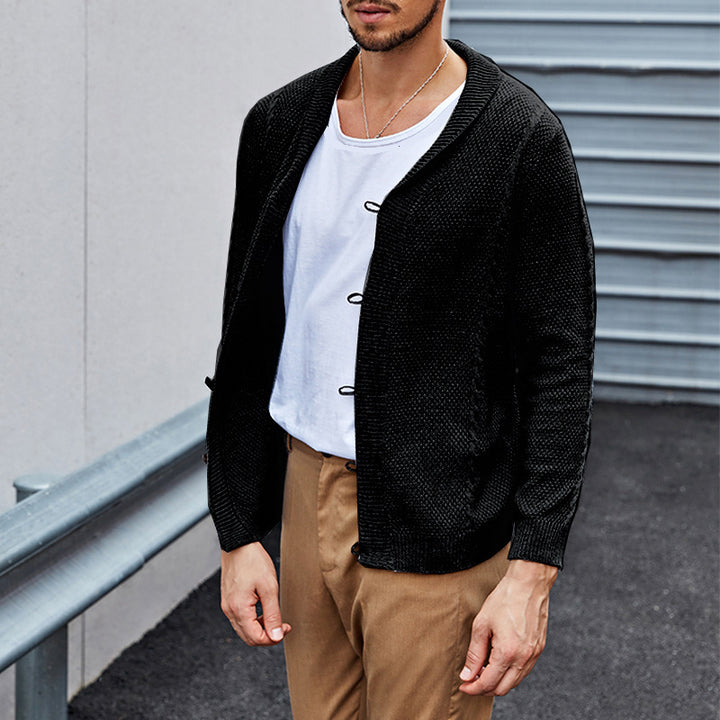 Casual knitted cardigan for men with a refined structure and an open fit Lune London