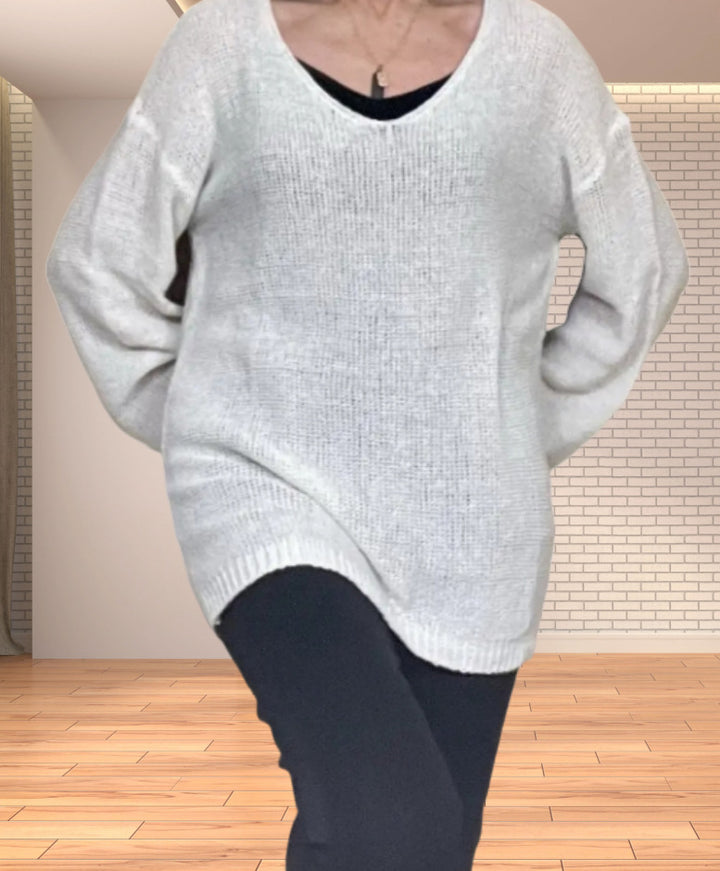 Women knitted sweater with V-neck and relaxed fit Lune London