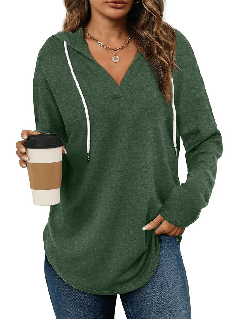 Women's casual hoodie with V-neck and long sleeves Lune London