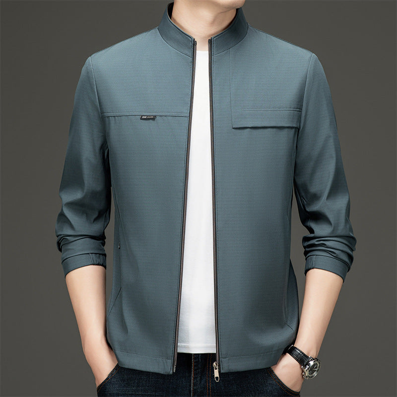 Elegant and sporty transition jacket for men with high collar Lune London