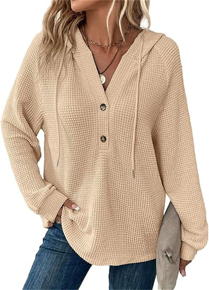 Ladies hooded sweatshirt in waffle texture Lune London