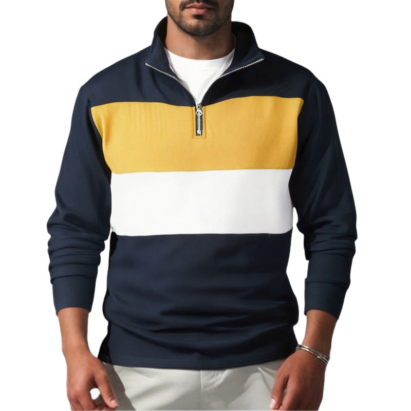 Sporty sweater for men with stand-up collar and zipper Lune London
