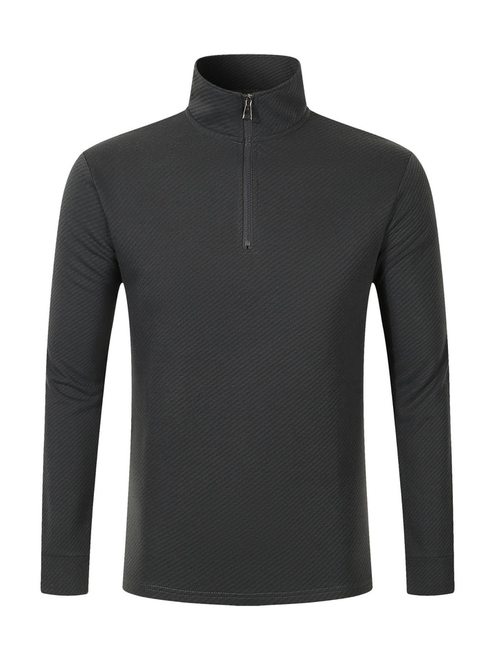 Functional long sleeve pullover for men with half-zip and innovative structural design Lune London