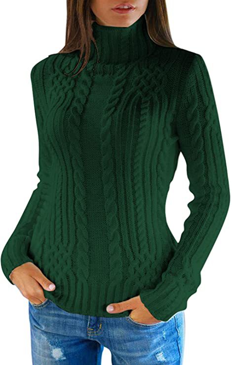 Sweater women with high neck and cable knit pattern Lune London