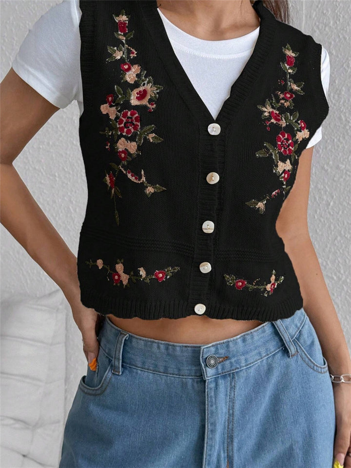 Ladies Embroidered Gilet with Lune London Buttons