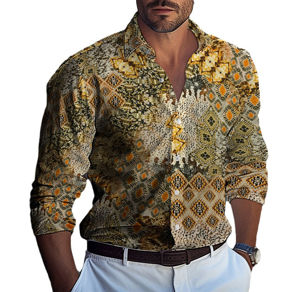 Long sleeve shirt for men with complex paisley pattern and exclusive design Lune London
