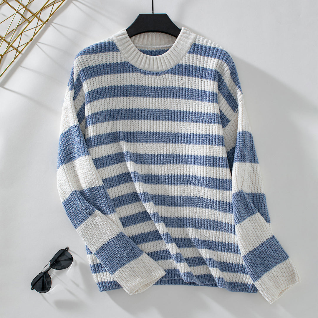 Casual striped sweater for women with soft structured knit Lune London