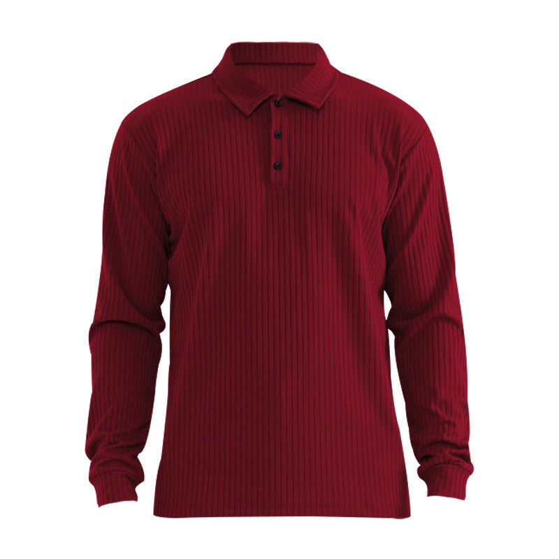 Long sleeve polo shirt for men with structured ribbed look Lune London