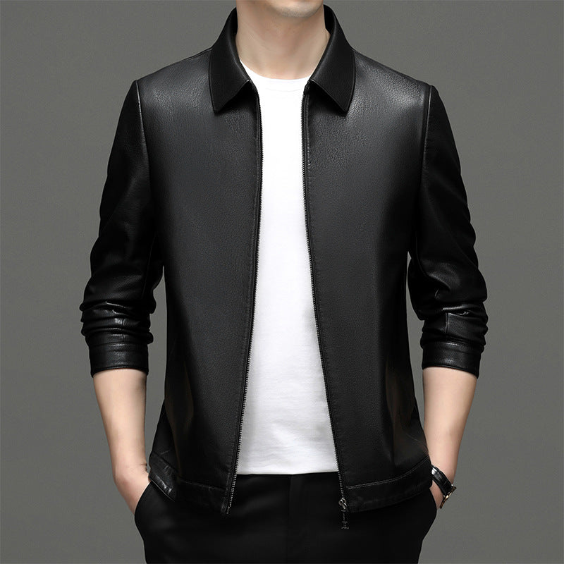 Faux leather jacket for men, modern and stylish, with practical zip pockets Lune London